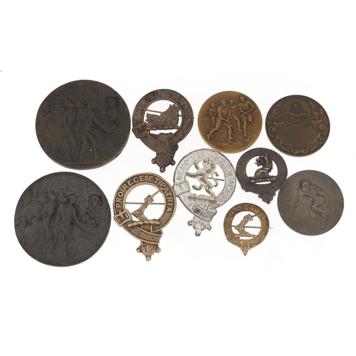 3900 - Military interest badges and commemorative medallions including two RMS Lusitania medallions, one wi... 