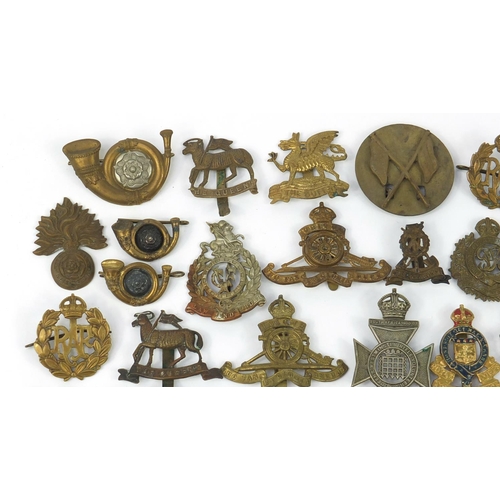 3288 - British military World War I cap badges including Royal Air Force, The Buffs, The Royal Engineers, T... 