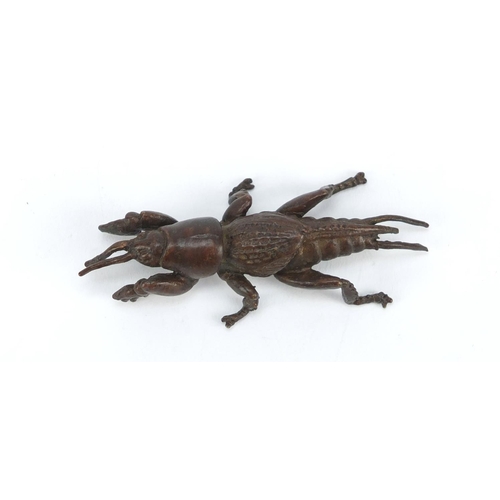 3576 - Japanese patinated bronze insect, impressed marks to the base, 6.5cm in length