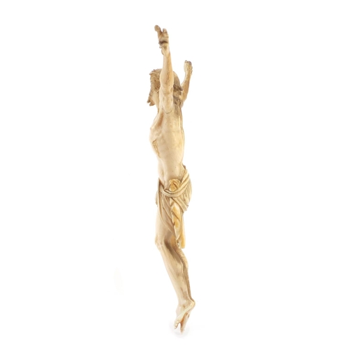 3439 - Good antique carved ivory Corpus Christi, 21cm high