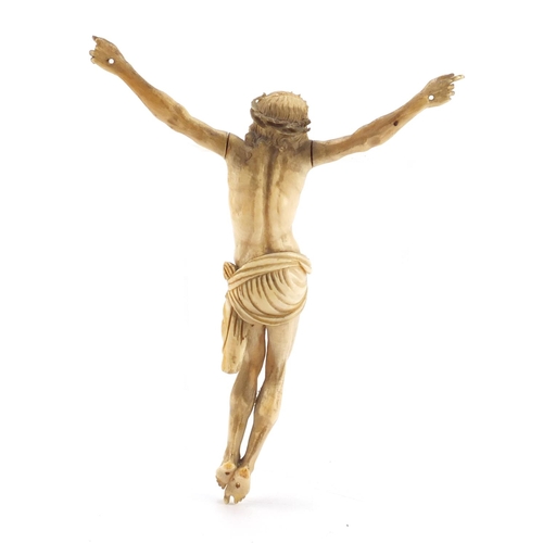 3439 - Good antique carved ivory Corpus Christi, 21cm high