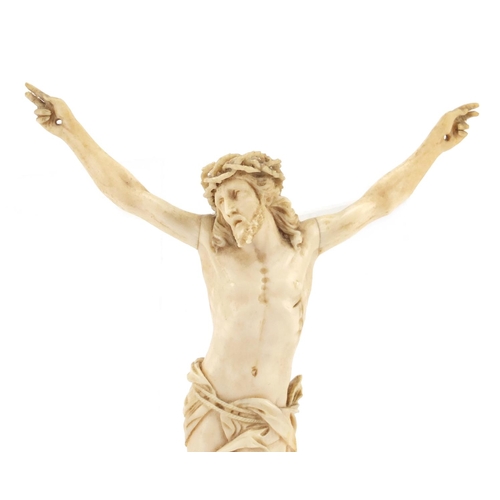 3440 - Good antique carved ivory Corpus Christi, 20.5cm high