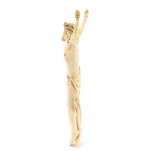 3440 - Good antique carved ivory Corpus Christi, 20.5cm high