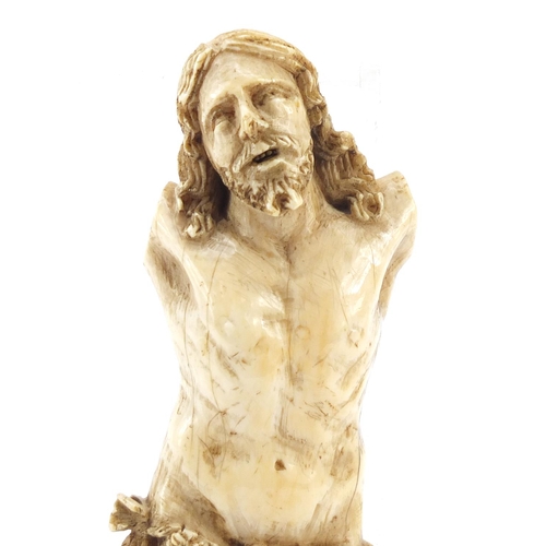 3441 - Good antique carved ivory Corpus Christi, 17.5cm high