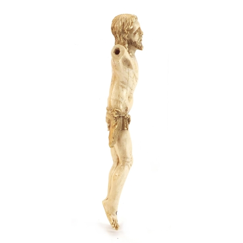 3441 - Good antique carved ivory Corpus Christi, 17.5cm high