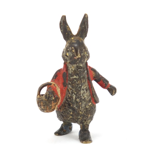 3989 - 19th century cold painted bronze of Benjamin Bunny, possibly by Franz Xaver Bergmann, 4cm high