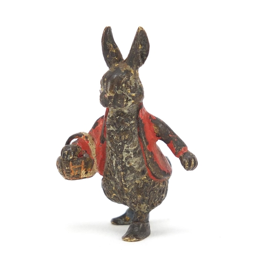 3989 - 19th century cold painted bronze of Benjamin Bunny, possibly by Franz Xaver Bergmann, 4cm high