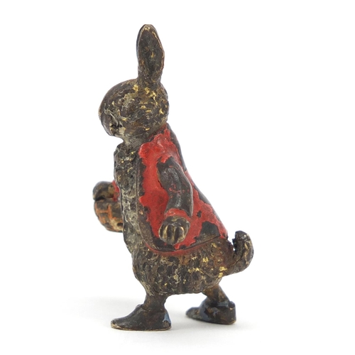 3989 - 19th century cold painted bronze of Benjamin Bunny, possibly by Franz Xaver Bergmann, 4cm high