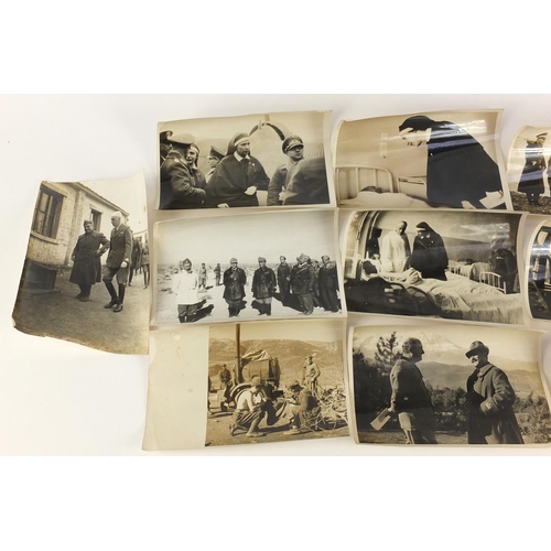 3201 - Ten German military black and white photographs, including nurses, each 18cm x 13cm