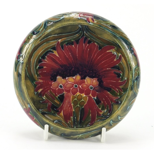 3061 - William Moorcroft dish hand painted in the Revived Cornflower pattern, 11cm in diameter