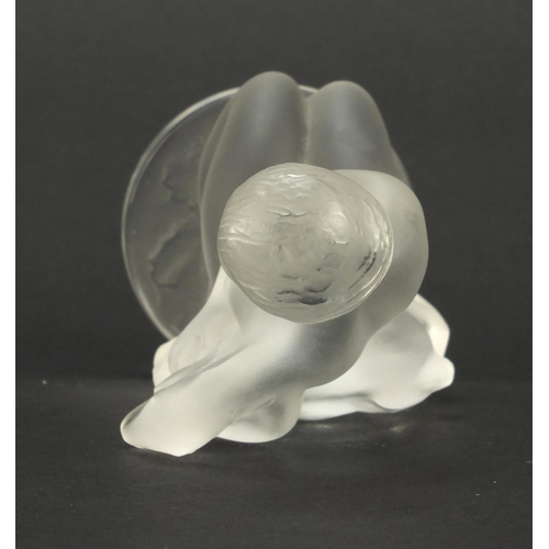 3158 - Lalique frosted glass Diana the huntress with fawn paperweight, signed Lalique France, 12cm high