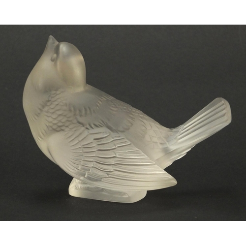 3156 - Lalique frosted glass bird paperweight, signed Lalique France, 11cm high
