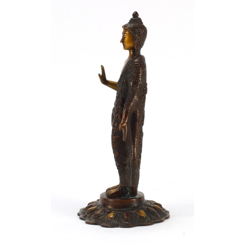 3391 - Chino-Tibetan bronzed figure of a standing deity, 28.5cm high