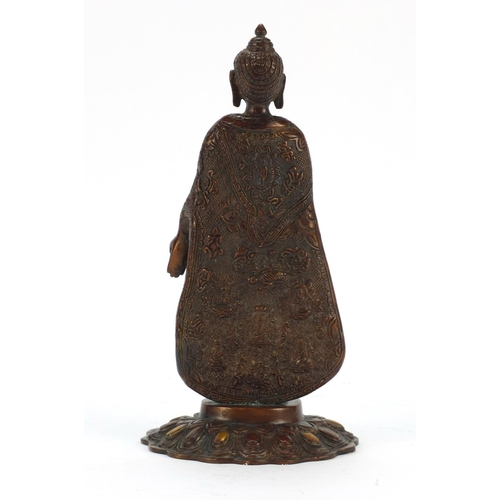 3391 - Chino-Tibetan bronzed figure of a standing deity, 28.5cm high