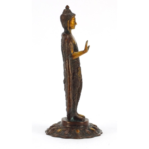 3391 - Chino-Tibetan bronzed figure of a standing deity, 28.5cm high