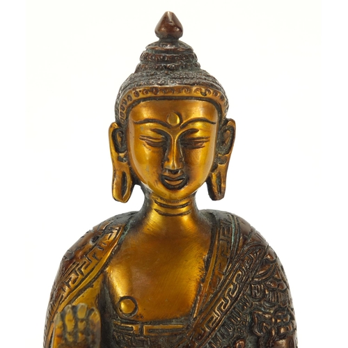 3391 - Chino-Tibetan bronzed figure of a standing deity, 28.5cm high