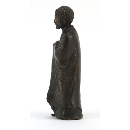 3796 - Chinese bronzed figure of a robed man, 26cm high