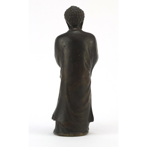 3796 - Chinese bronzed figure of a robed man, 26cm high