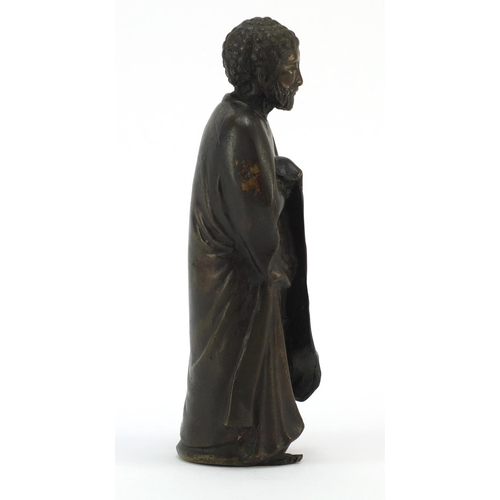 3796 - Chinese bronzed figure of a robed man, 26cm high