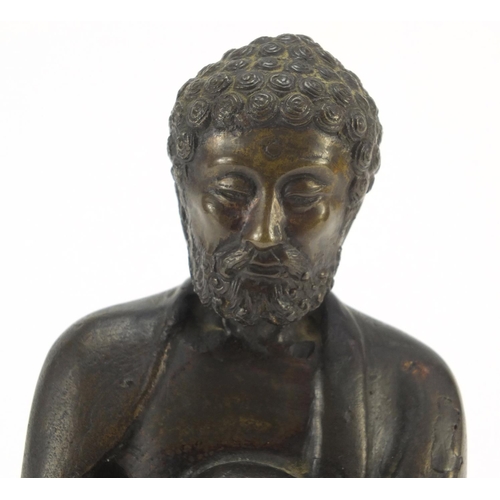 3796 - Chinese bronzed figure of a robed man, 26cm high