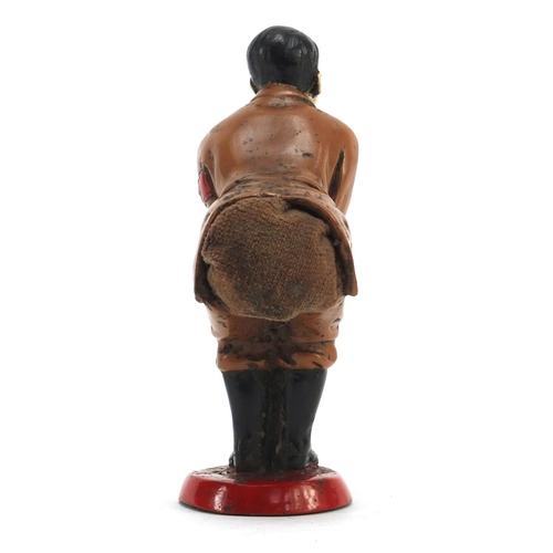 3784 - Adolf Hitler design painted bronze pin cushion, 12cm high