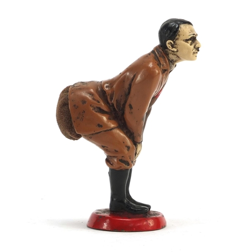 3784 - Adolf Hitler design painted bronze pin cushion, 12cm high