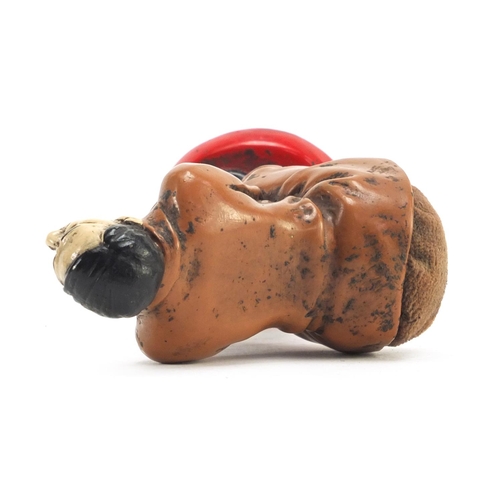 3784 - Adolf Hitler design painted bronze pin cushion, 12cm high