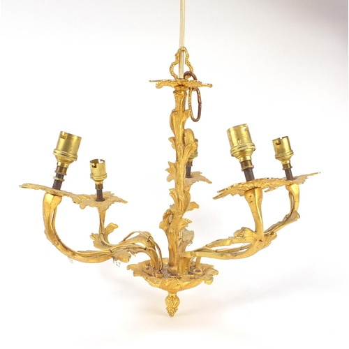 5261 - French Empire style five branch chandelier, 37cm high