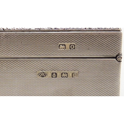 3229 - George V rectangular silver cigar box with hinged lid and engine turned decoration, by Adie Brothers... 