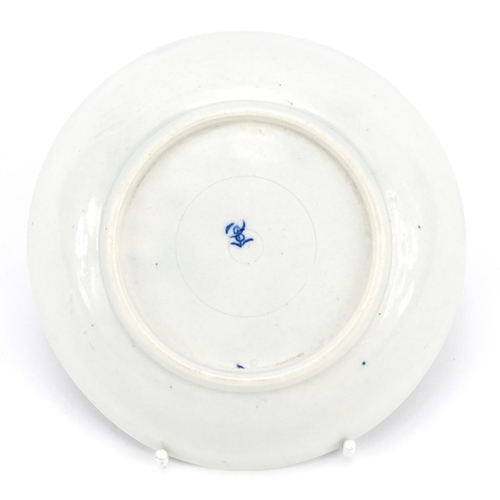 3277 - 18th century English porcelain saucer decorated in the chinoiserie manner with fisherman pattern, mo... 