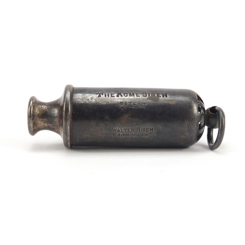 3456 - Edward VII silver Acme siren whistle, retailed by Walter Birch of Birmingham, Birmingham 1904, 7.5cm... 