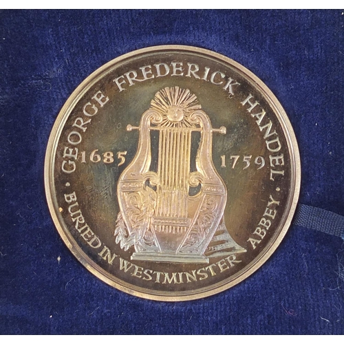 3691 - George Frederick Handel commemorative silver medallion by John Pinches of London with certificate an... 