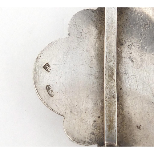 3021 - Russian Silver niello work buckle, indistinct kokoshnik mark, 6.7cm wide, 24.0g
