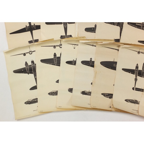 3122 - Collection of British military World War II aircraft recognition sheets published by Fosh & Cross, e... 