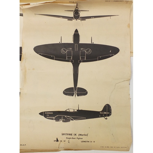 3122 - Collection of British military World War II aircraft recognition sheets published by Fosh & Cross, e... 