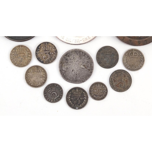 3700 - British and American coinage including 1797 Britannia cartwheel twopence, George III 1806 penny, mau... 