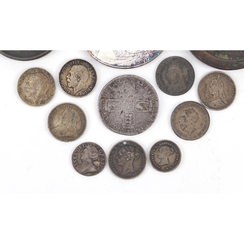 3700 - British and American coinage including 1797 Britannia cartwheel twopence, George III 1806 penny, mau... 