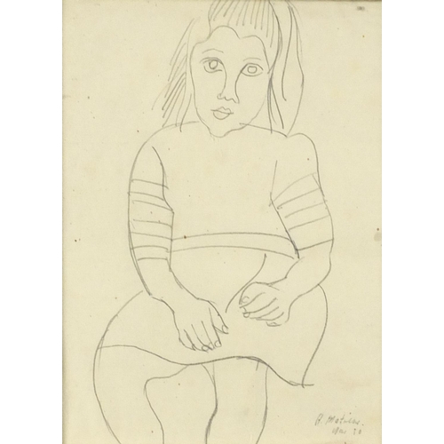 3397 - School of Henri Matisse - Portrait of a young girl and one other, two pencil drawings, framed, each ... 