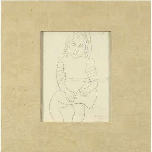 3397 - School of Henri Matisse - Portrait of a young girl and one other, two pencil drawings, framed, each ... 