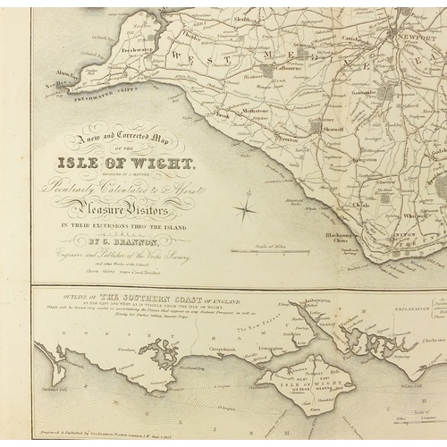 3874 - The Isle of Wight by George Brannon, 19th century hardback book with black and white plates and pull... 