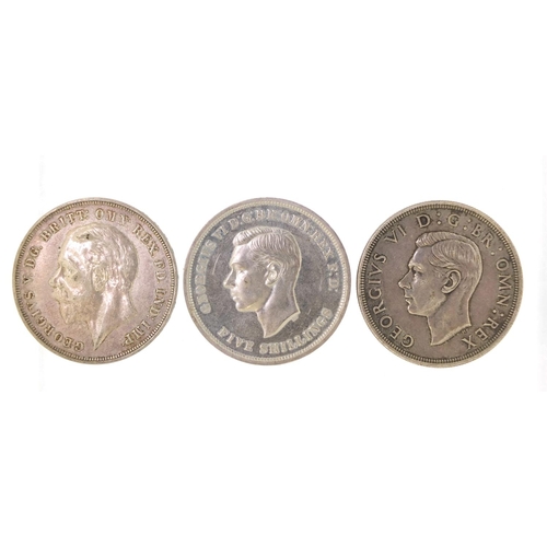 3701 - Three British crowns comprising 1935, 1937 and 1951