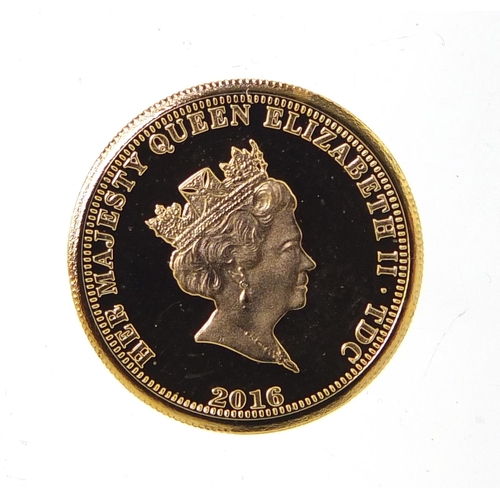 3704 - 9ct gold proof Queen Elizabeth II 90th birthday crown, 1.6cm in diameter, approximate weight 1.0g