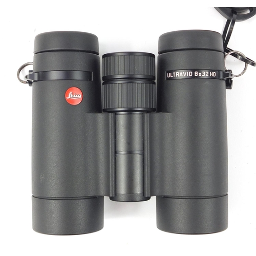 3891 - Pair of Leica Ultravide 8x32 binoculars with case, lens cleaner and paperwork