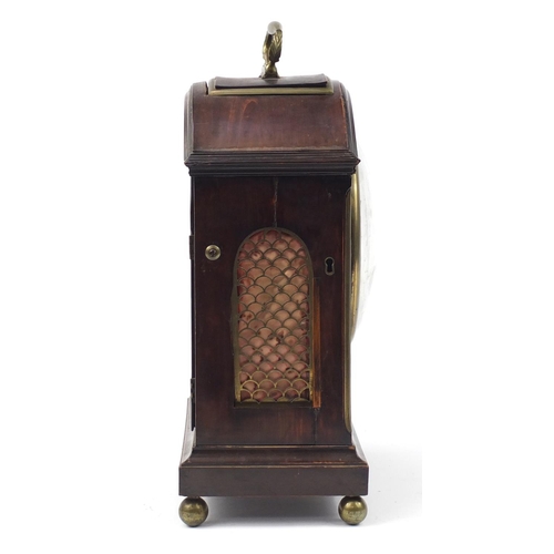 3057 - Regency mahogany bracket clock with twin Fusee movement, the circular dial with Roman numerals inscr... 