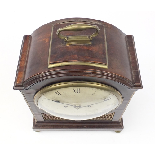 3057 - Regency mahogany bracket clock with twin Fusee movement, the circular dial with Roman numerals inscr... 