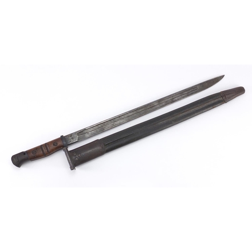 3114 - US military interest Remington M1917 bayonet with scabbard, impressed marks to the blade, 58cm in le... 