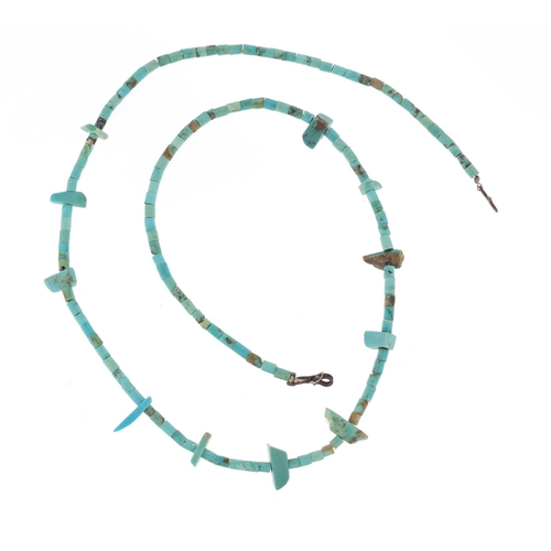 3144 - Egyptian blue faience bead necklace, 48cm in length, 8.9g