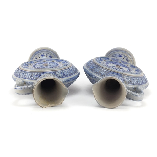 3372 - Pair of Bavarian salt glazed jugs, each numbered 566A to the bases, each 35.5cm high