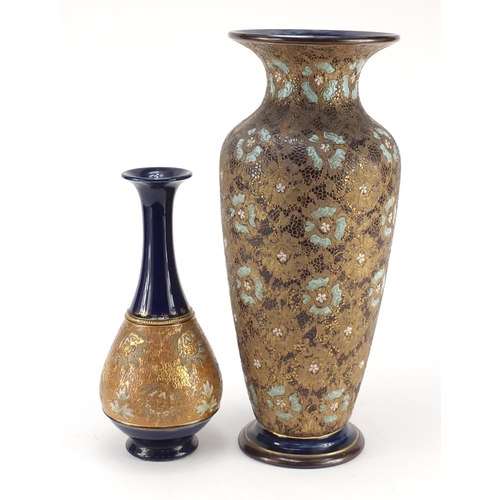 3485 - Large Royal Doulton stoneware vase and a Doulton Slaters vase, the largest 40cm high