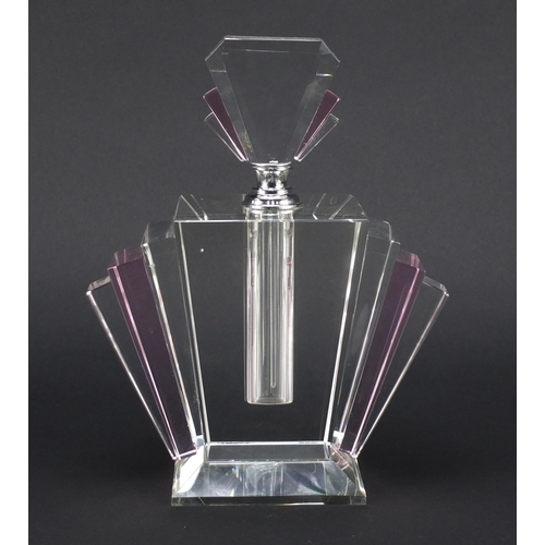 3592 - Oversized Art Deco design fan scent bottle, 23.5cm high